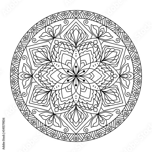 Mandala Shape for Coloring Book. For Beginner, seniors and children. Hand Draw. Vector Mandala. Floral. Flower. Oriental. Book Page. Decoration in ethnic oriental. Outline.
