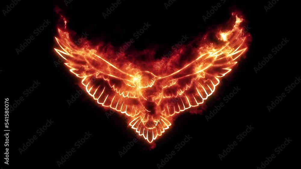 Fire Burning Eagle - Animated Logo Loop - Graphic Element