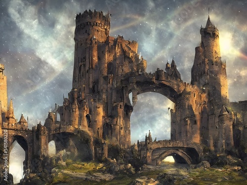 Post apocaliptic fantasy Moscow city 3d illustration, 3d render