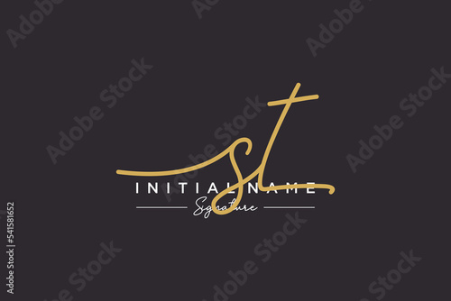 Initial ST signature logo template vector. Hand drawn Calligraphy lettering Vector illustration.