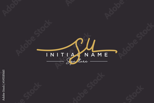 Initial SU signature logo template vector. Hand drawn Calligraphy lettering Vector illustration.