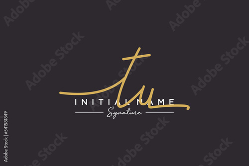 Initial TU signature logo template vector. Hand drawn Calligraphy lettering Vector illustration.
