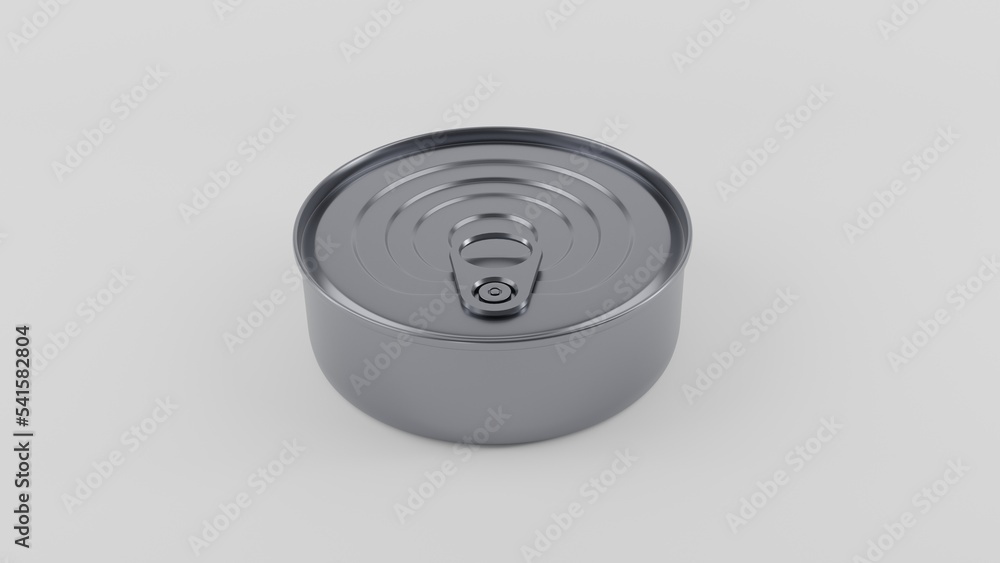 Closed aluminium tin can for preserved food, fish, vegetables in silver colour isolated on white background Closed aluminium tin can for preserved food, fish, vegetables in silver colour isolated on white background