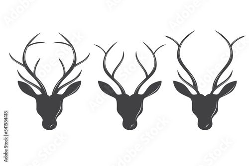 Set the deer head. Deer antler silhouette vector illustration