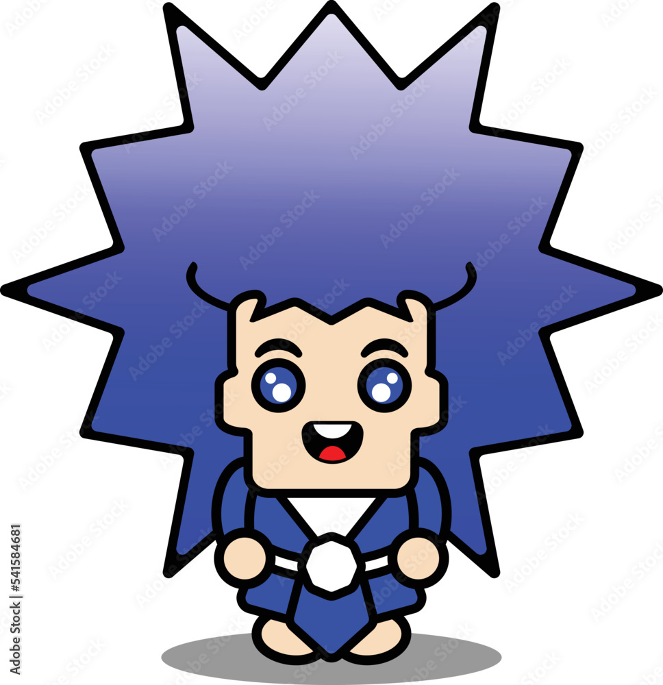 unique hair vector cartoon character illustration in dark blue and white color unique hair vector cartoon character illustration in dark blue and white color