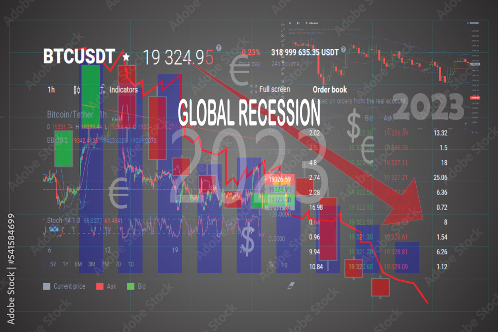 Global economic recession illustration image