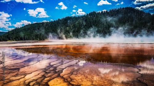 Grand Prismatic Spring in Yellowstone National Park in Midway Geyser Basin