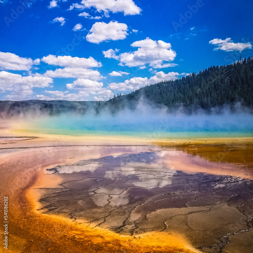 Grand Prismatic Spring in Yellowstone National Park in Midway Geyser Basin