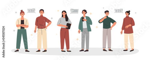 Talk people set. Collection of business men and women who communicate with each other. Stickers for social networks and messengers. Cartoon flat vector illustrations isolated on white background