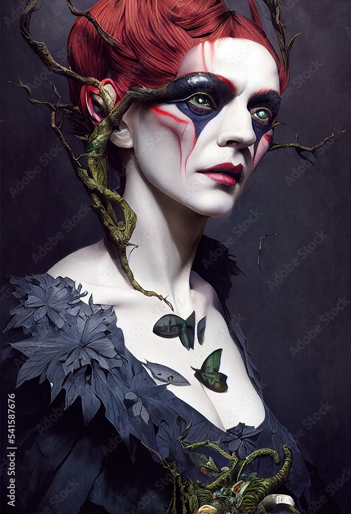 A fictional person, not based on a real person. Mystical creepy woman ...