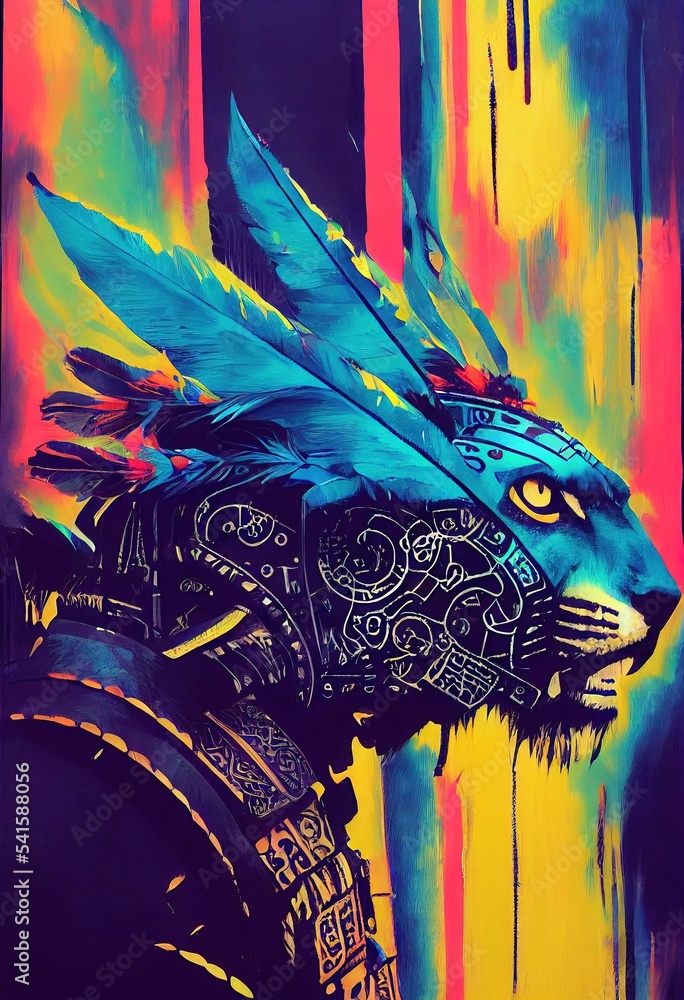 A fictional person, not based on a real person. Portrait of an Aztec ...