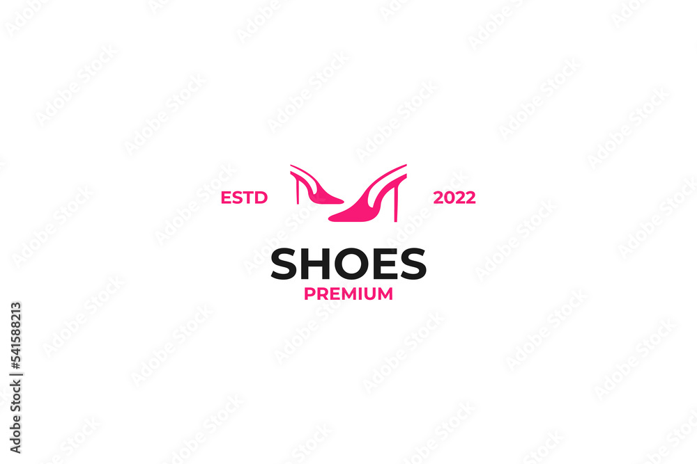 Creative high heels shoes logo design vector illustration
