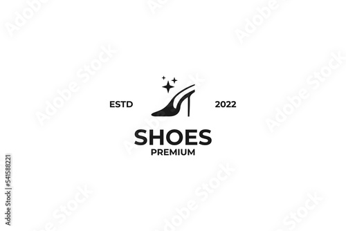 Creative high heels shoes logo design vector illustration