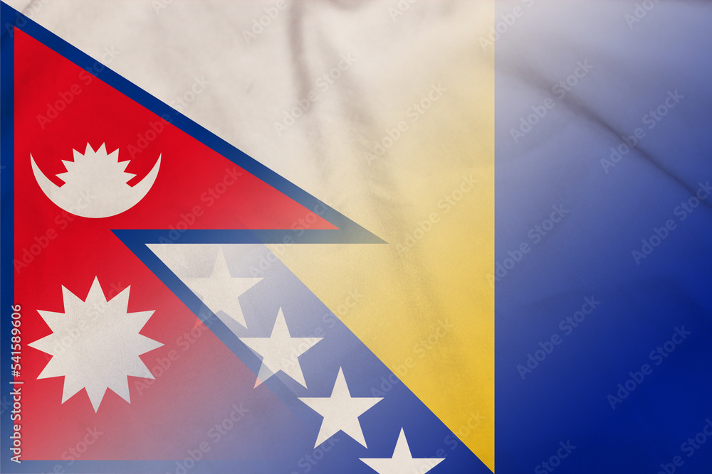 Nepal and Bosnia and Herzegovina official flag transborder contract BIH NPL Nepal and Bosnia and Herzegovina official flag transborder contract BIH NPL