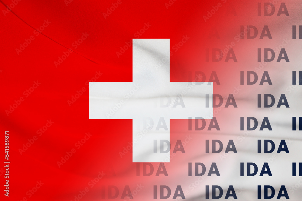Obraz premium Switzerland flag IDA symbol agreement