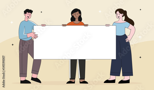 People hold placard