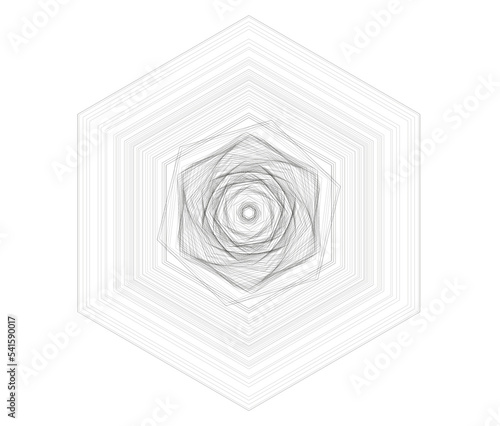 Ilustración/Diseño geométrico 3D hecho con lineas (forma mandala, estrella, molino o flor) nº21 photo