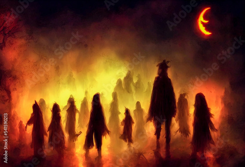 Jack O Lanterns - Halloween Background. Banner size. website header. 3d illustration