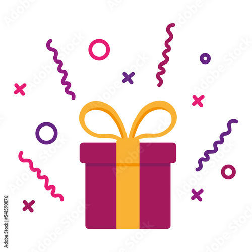 red gift. Award prize, win award. Birthday celebration concept. Happy birthday. Vector illustration. stock image. 