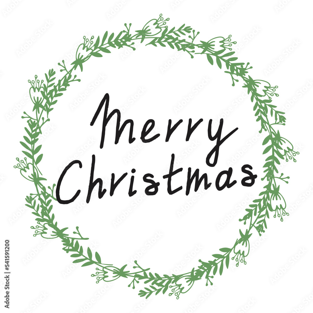 Christmas Hand Lettering Sign Holiday Vector Designs with Christmas tree wreath