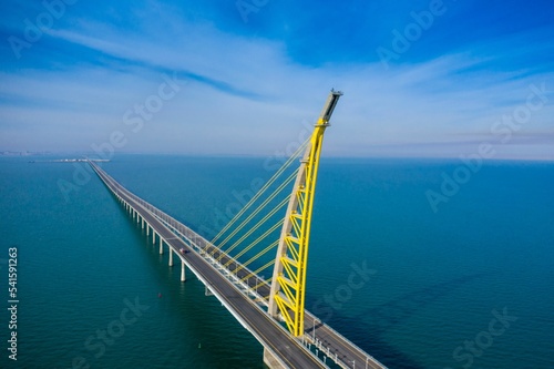 Beautiful view of the Sheikh Jaber Al-Ahmad Al-Sabah Causeway. Suitable for background photo