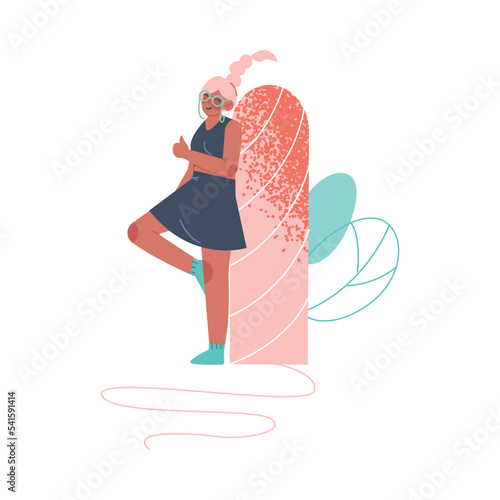 Period or Menstruation with Female Near Tampon Showing Thumb Up Vector Illustration