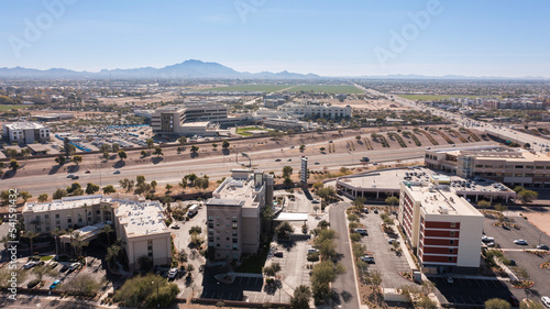 Aerial view of downtown Gilbert, Arizona, USA. photo