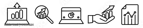 Conjunto de iconos de análisis de datos. Barras de estadísticas de ganancias. Negocio. Ilustración vectorial