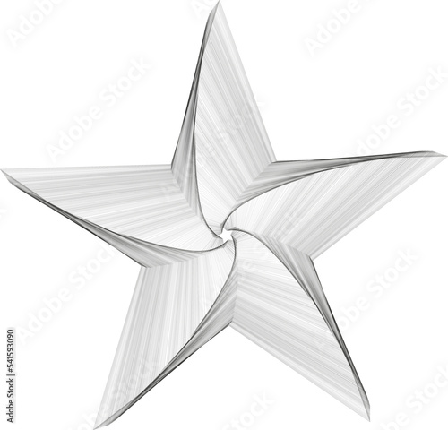 Estrella de 5 puntas con volumen en 3D hecha con lineas