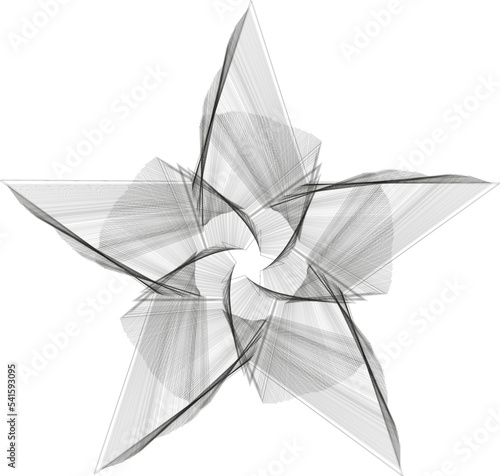 Estrella de 5 puntas con volumen en 3D hecha con lineas
