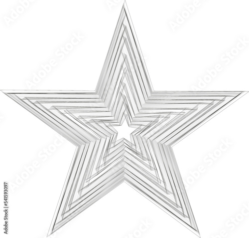 Estrella de 5 puntas con volumen en 3D hecha con lineas
