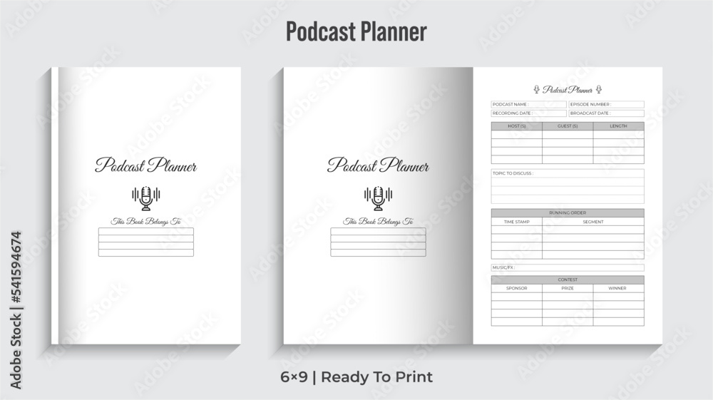 Editable Podcast Planner Kdp Interior Design V-1 Editable Podcast Planner Kdp Interior Design V-1