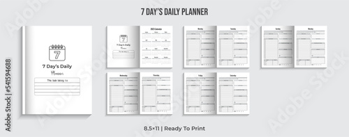 Editable 7 Days Daily Planner KDP Interior Design. Ready to use interior (ID: 541594688)