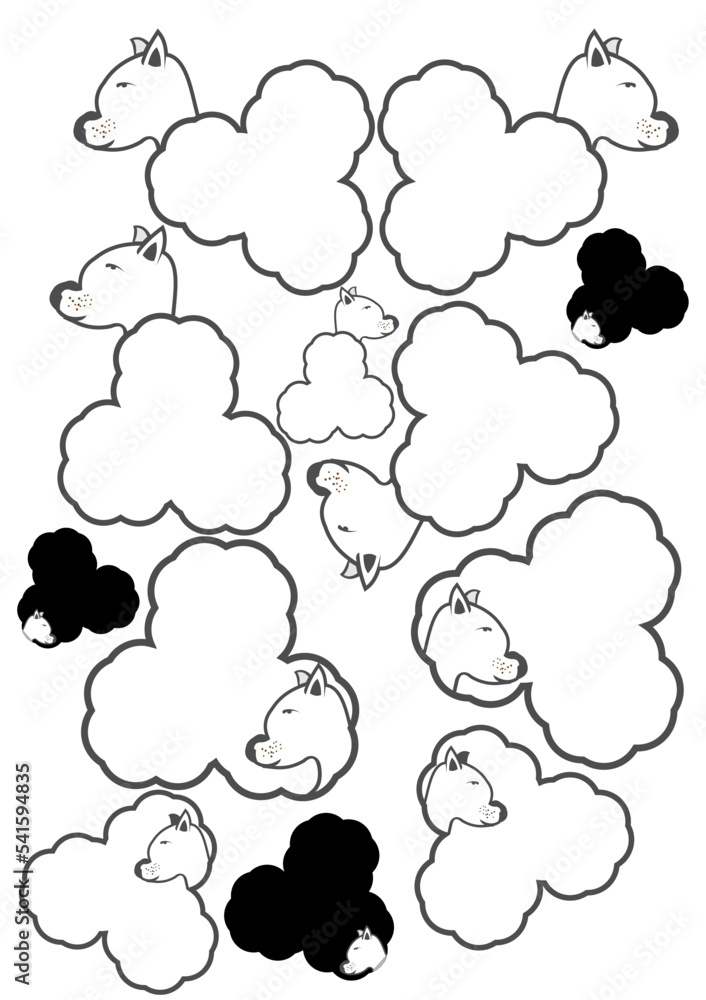 Vector image of dogs working with blank speech bubble boxes used in graphics. Vector image of dogs working with blank speech bubble boxes used in graphics.