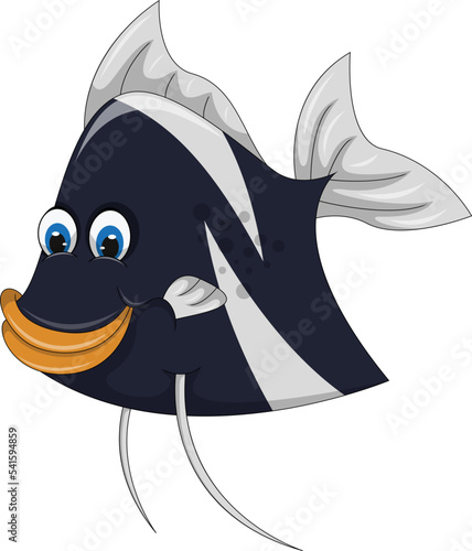 angel fish fresh water funny cartoon vector illustration