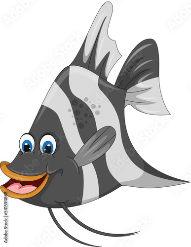 angel fish fresh water funny cartoon vector illustration