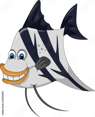angel fish fresh water funny cartoon vector illustration