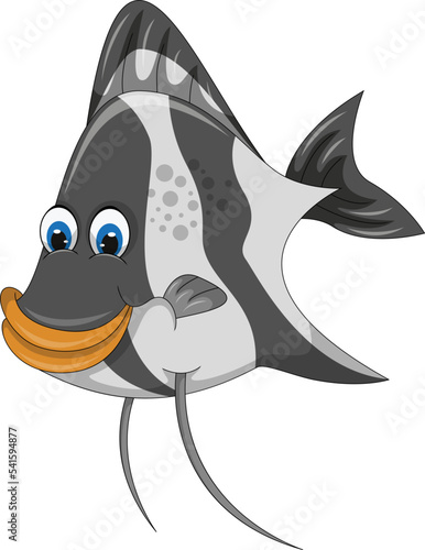 angel fish fresh water funny cartoon vector illustration