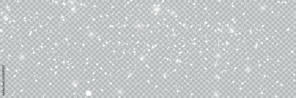 Seamless falling snow or snowflakes. Isolated on transparent background - obrazy, fototapety, plakaty 