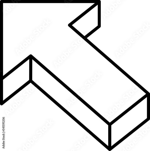 Solid line isometric arrow, 3D arrow on transparent background