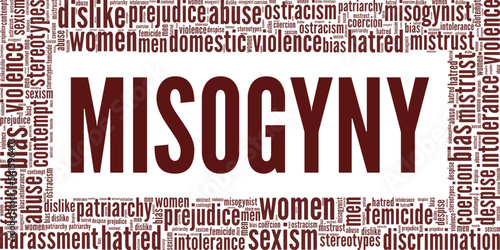 Misogyny word cloud conceptual design isolated on white background.