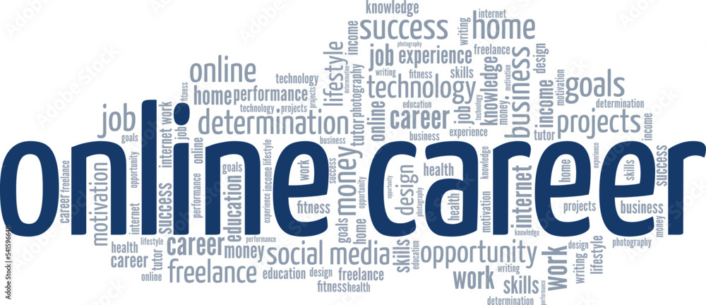 Online Career word cloud conceptual design isolated on white background. Online Career word cloud conceptual design isolated on white background.