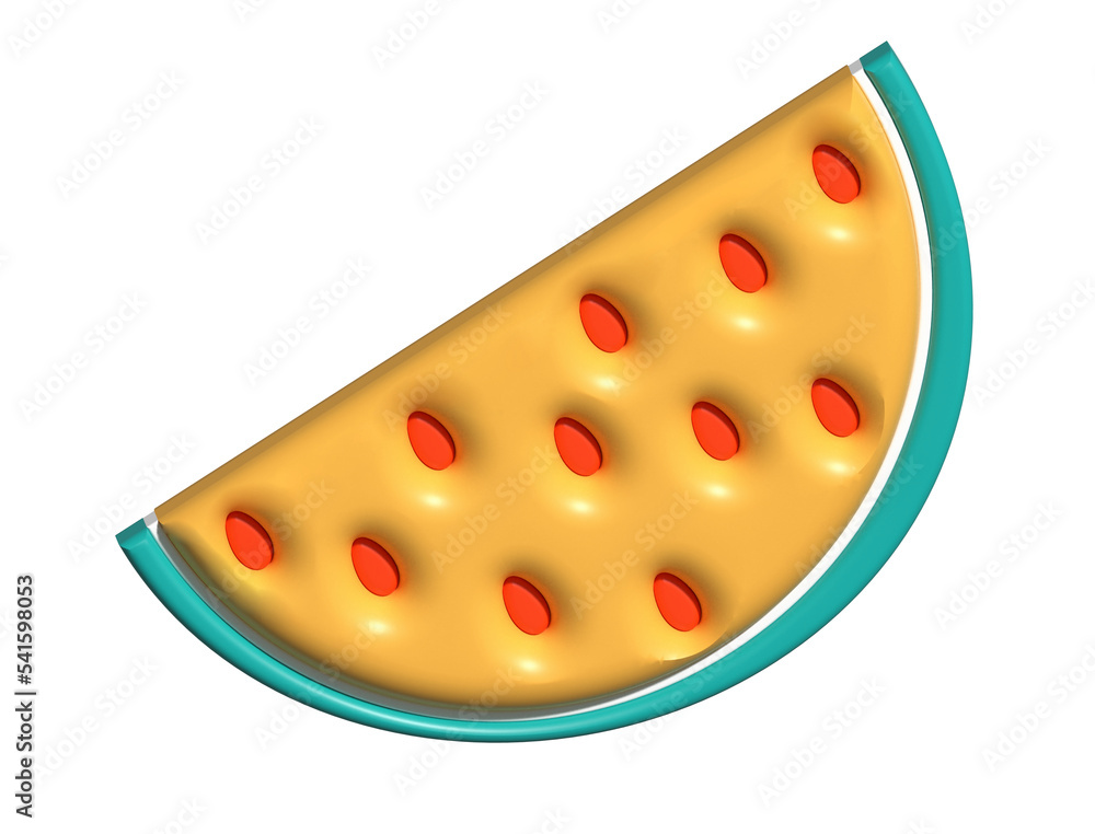 Illustration 3D render yellow cut piece of watermelon with red seeds on transparent background Illustration 3D render yellow cut piece of watermelon with red seeds on transparent background