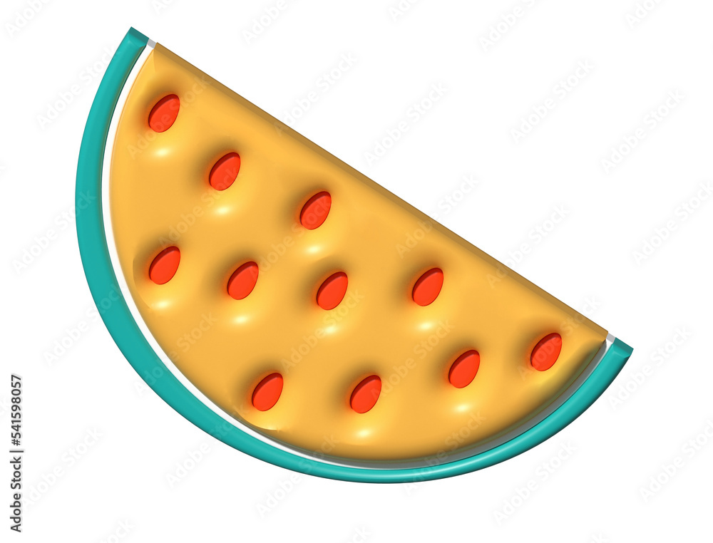 Illustration 3D render yellow cut piece of watermelon with red seeds on transparent background Illustration 3D render yellow cut piece of watermelon with red seeds on transparent background