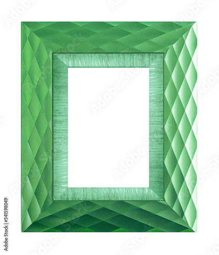 Green vintage picture frame, isolated on white