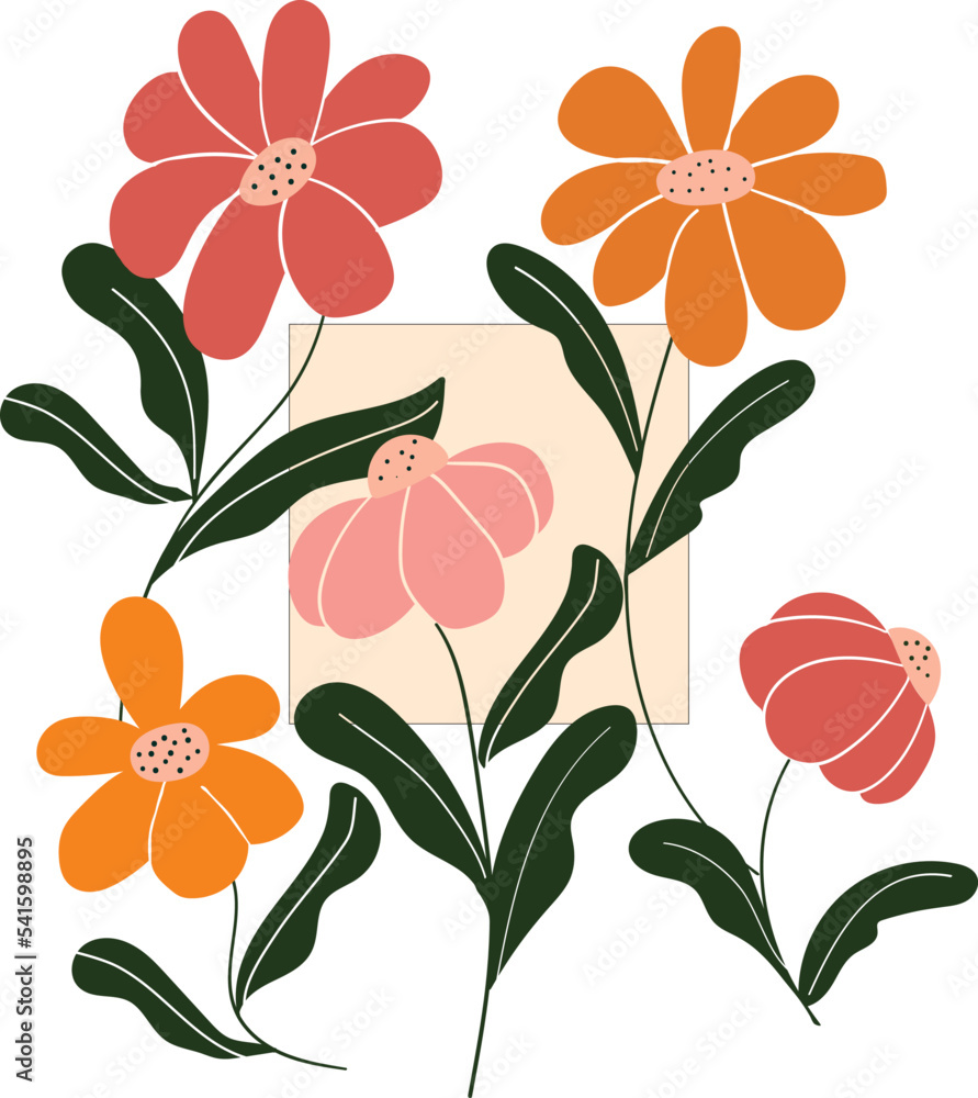 isolated style retro daisy flowers Vector illustration isolated style retro daisy flowers Vector illustration