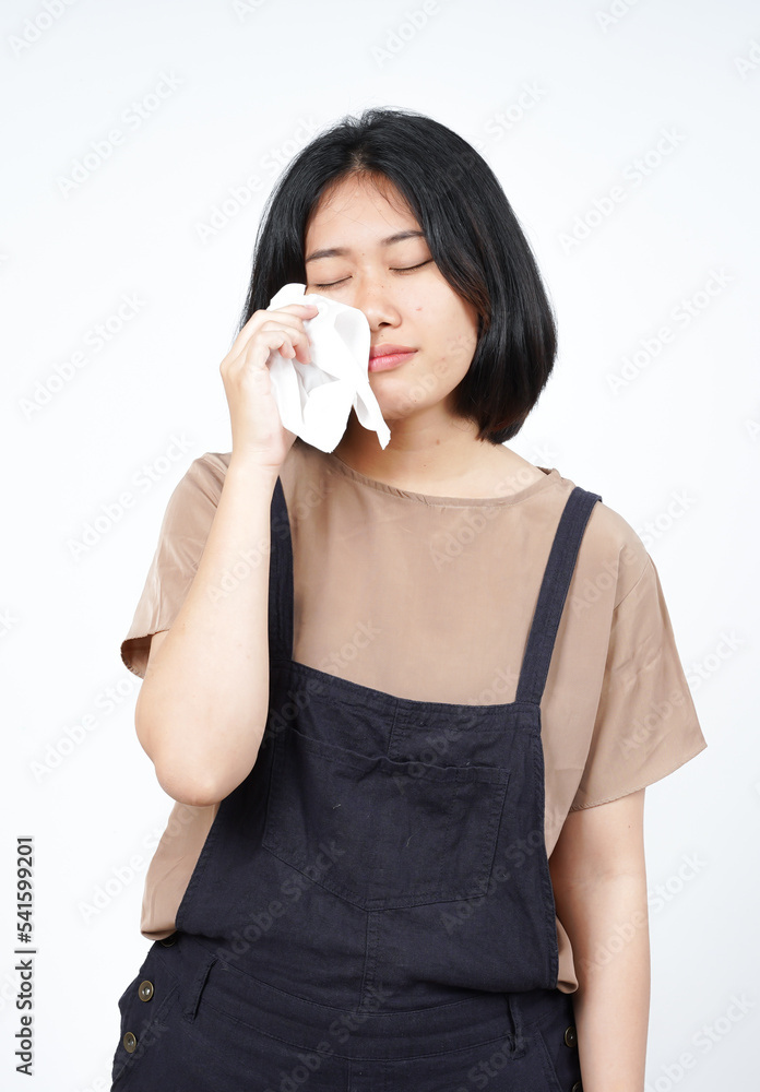 Holding Tissue and Cry of Beautiful Asian Woman Isolated On White Background Holding Tissue and Cry of Beautiful Asian Woman Isolated On White Background