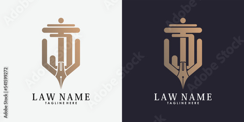 lawyer logo design with letter j creative concept premium vector