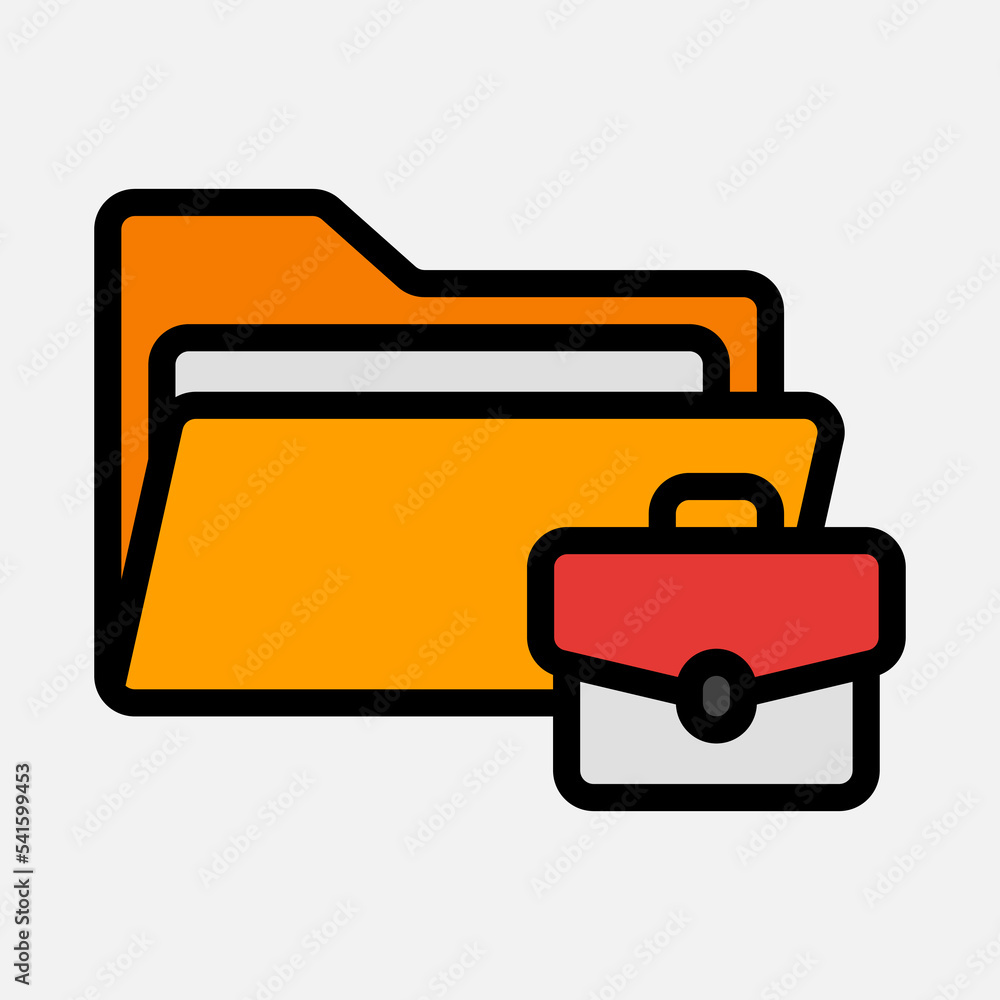 Briefcase icon in filled line style about folders, use for website mobile app presentation Briefcase icon in filled line style about folders, use for website mobile app presentation