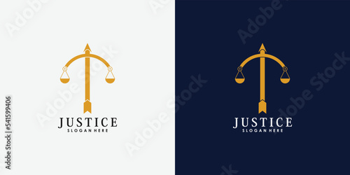 arrow law logo with creative modern concept premium vector